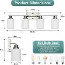 Ascher Bathroom Light Fixtures, 4-Light Vanity Light Over Mirror, Brushed Nickel Wall Sconces with Milky White Frosted Glass Shades, Wall Lamp for Living Room Bedroom, E26 Base(Bulbs Not Included)