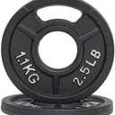 Fitvids 2-Inch Olympic and 1-Inch Standard Cast Iron Weight Plate for Strength Training & Weightlifting 2.5 LB, 2 Pcs