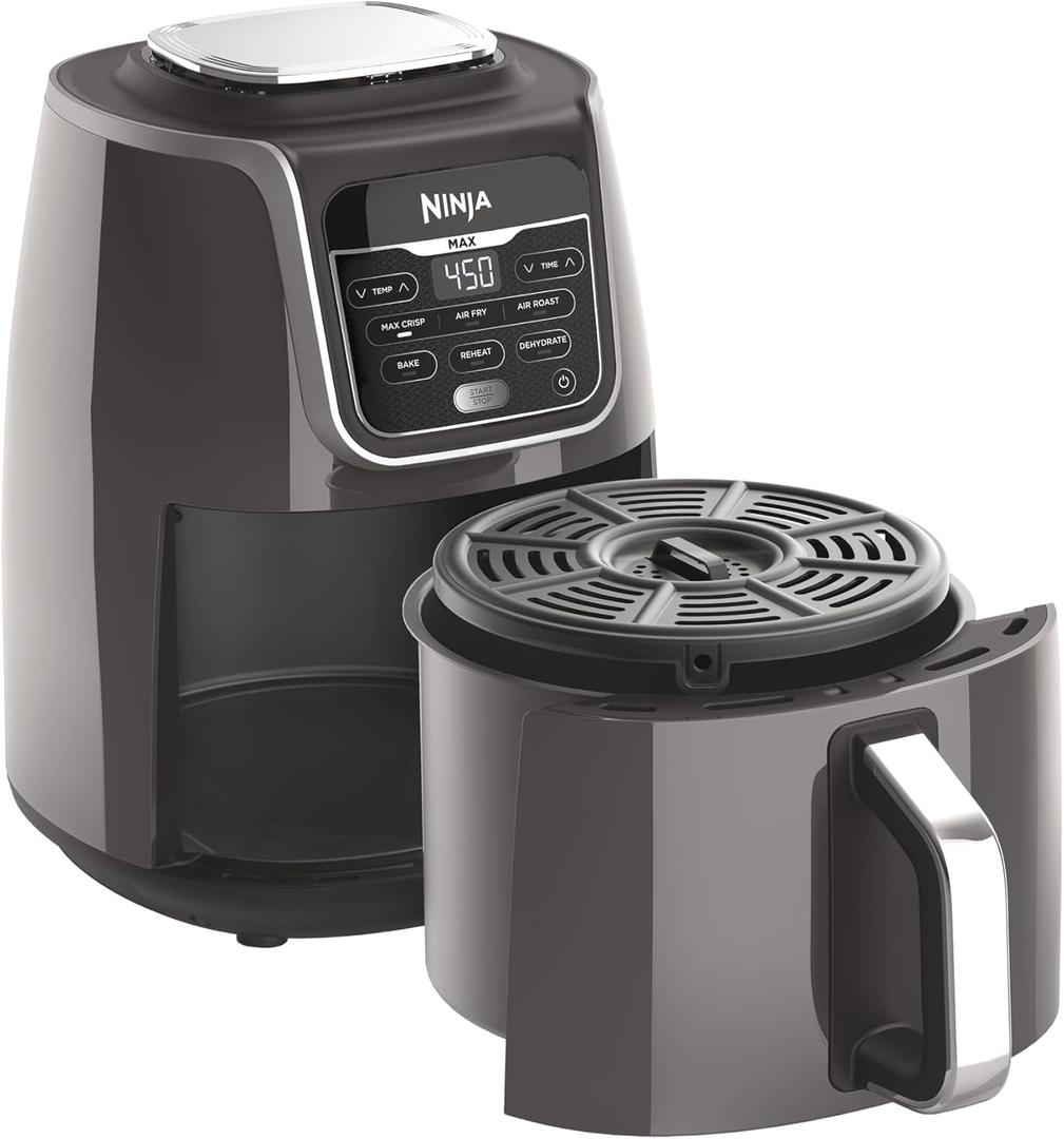 Ninja AF161 Max XL Air Fryer that Cooks, Crisps, Roasts, Bakes, Reheats and Dehydrates, with 5.5 Quart Capacity, and a High Gloss Finish, Grey, 5.5 Qt Max