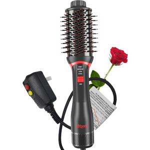 4-in-1 Hair Dryer Brush  Ionic Hot Air Brush for Women with 3 Heat Settings & 4 Speed Modes  Blow Dryer, Straightener, Curler & Volumizer  Lightweight Travel Styling Tool  1200W