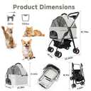 Pet Stroller for Small Dogs and Cats with 4 Wheels, 3 in 1 Foldable Dog Stroller with Detachable Carrier, Breathable Mesh, Storage Basket & Cup Holder, Up to 33 lbs