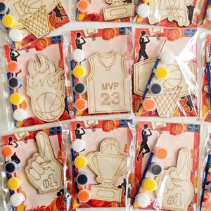 12PCS Basketball Party Favors- DIY Basketball Wood Painting Kits with Art Supplies Fun Thank You Gifts, Birthday party& Goodie Bag Stuffer