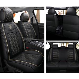 Car Seat Covers Full Set, Super Luxurious Heavy Duty Waterproof Leather Automotive Vehicle Cover for Cars SUV Pick-up Truck, Universal Non-Slip Seat Car Accessories (Black)