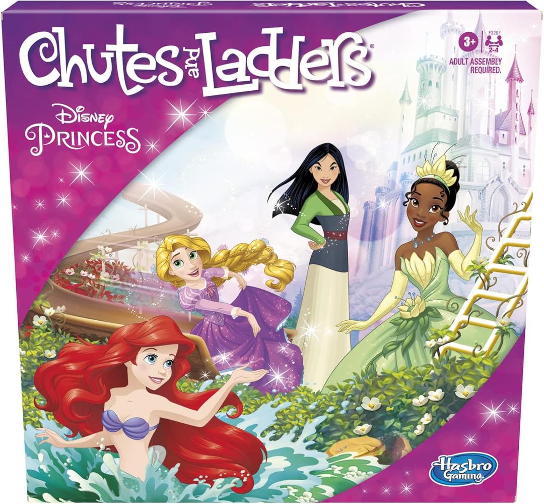 Hasbro Gaming Chutes and Ladders: Disney Princess Edition Board Game for Kids Ages 3 and Up, Preschool Game for 2-4 Players 