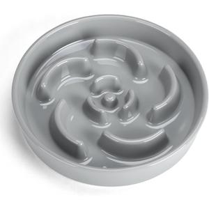 Slow Feeder Dog Bowl, Ceramic 1.5 Cups Dog Food Bowls for Small, Medium, and Large Breed, Anti-Slip Maze Puzzle Food Dish to Slow Down Eating (Grey, 1.5 Cups)