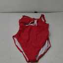 Charmo Maternity One Piece Swimsuit Scalloped Cut Out Ruched High Waisted Scoop Neck Pregnancy Bathing Suit (X-Large, Red)