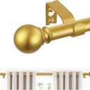 Gold Curtain Rods, Curtain Pole for Window 28 to 48 Inch(2.3-4 Feet), 5/8 Inch Decorative Drapery Pole, Gold Splicing Curtain Rod Set, Size: 18"-45", Brass Gold