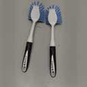 SetSail Dish Brush with Handle, 2 Pack Stiff Bristles Dish Scrubber with Built-in Scraper Dish Scrub Brushes for Cleaning Dishes, Pots and Pans, Kitchen Sink (Black-blue)