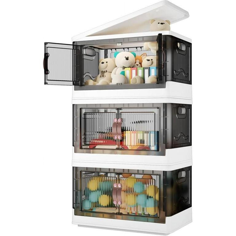 Storage Bins with Lids - 144QT Large Plastic Storage Bins Closet Organizers and Storage, Foldable Stackable Storage Containers for House Organizing Bedroom Dorm Room