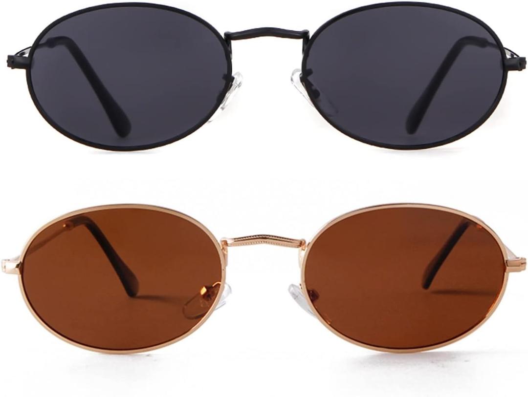 GIFIORE Oval Sunglasses Vintage Retro 90s Sunglasses Trendy Designer Glasses for Women Men