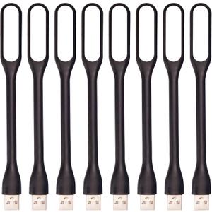 Flexible Mini USB LED Lamp Light Portable Night Light Compatible for Power Bank, Laptop, Notebook, Reading, Computer Keyboard USB Reading Light (8-Black)