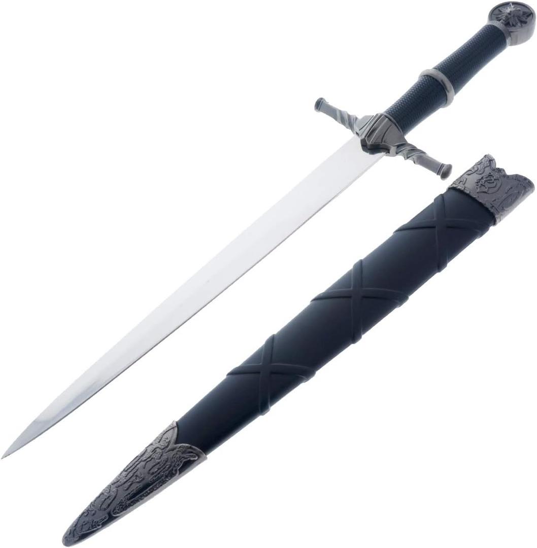 Wolf Steel Blade Silver Sword Style Medieval Dagger. for Collection, Gift, Cosplay at Renaissance Fair (Black-806)