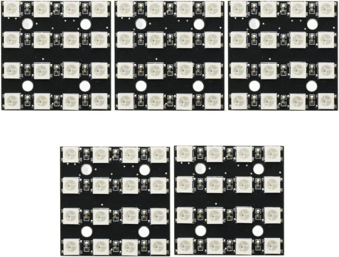 5Pcs 16Bit RGB 4x4 4 * 4 LED WS2812B WS2812 5050 RGB LED Matrix Integrated Drive Drivers Board LED Module for Arduino