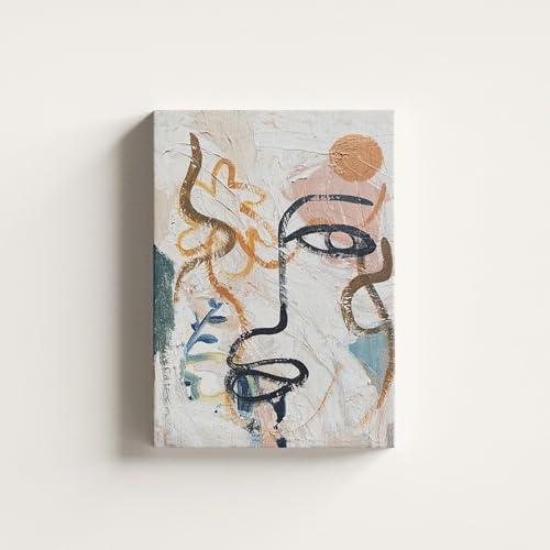 Boho Abstract Face Line Art Wall Decor - Matisse Boho Nordic Wall Art for Living Room, Bathroom, Bedroom - 12x16in