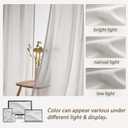 PleatedDrapes Beige White Sheer Linen Curtains 96 Inches Long for Bedroom, Neutral Modern Window Pinch Pleat Living Room Curtain for Sliding Glass Doors Light Filtering with Hooks 40" x 96"x 2Panels