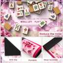 Flower Mahjong Mat with Rules 31.5" x 31.5" Non-Slip Noise Reduction Gaming Mat with Carrying Bag American Mahjong Table Cover for Poker Board Card Games Dominoes(Pink)