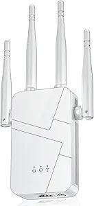 2025 WiFi Extender Signal Booster for Home, 15000sq.ft Wireless Internet Repeater, Long Range WiFi Booster and Signal Amplifier w/Ethernet Port, WiFi Router Extender Support 99% Devices, 1-Tap Setup (Black)
