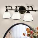 ANDY STAR Milky Glass Bathroom Vanity Light Over Mirror, 3-Light Matte Black Bathroom Light Fixtures with Frosted Glass, 22.5 inch Modern Vanity Lighting Wall Mount, E26 Base, Bulbs Not Included