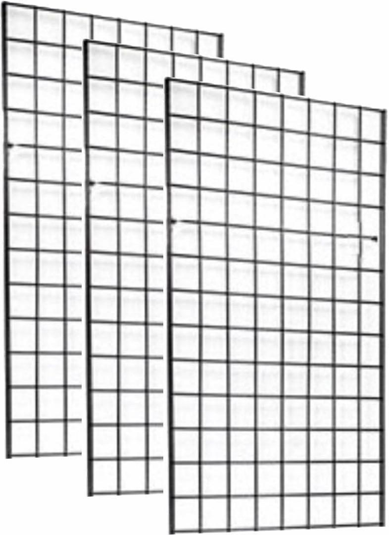 2' x 4' Foot Commercial Grade Wire Grid Wall Panel Display, 3" ON Center 3-Pack, Black