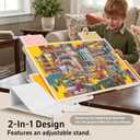 Tektalk Jigsaw Puzzle Table with Integrated Adjustable Stand/Bracket, 3-Tilting-Angle Super Lightweight Felt Puzzle Plateau Board with Cover & 4 Sorting Drawers, for Up to 1000 Pieces - Orange, 29.9 X 20.1 Inches