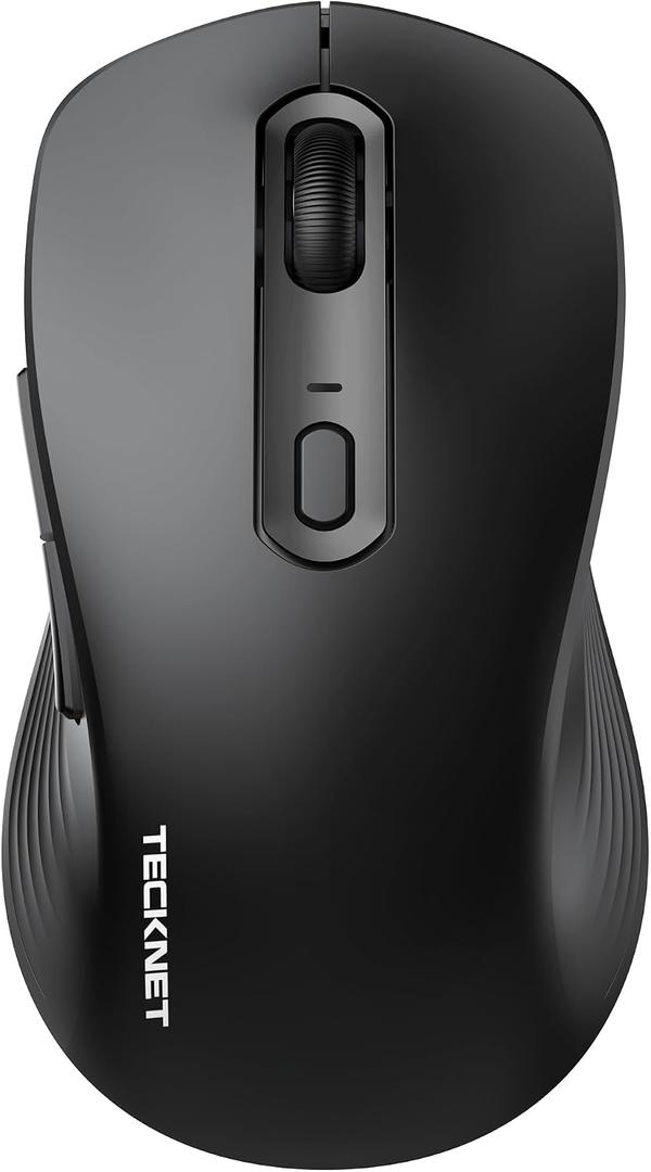 TECKNET Bluetooth Mouse, [ USB + BT1 + BT2 ] Wireless Mouse for Laptop, Silent Click, Ergonomic Design, 4800 DPI Computer Mice Wireless, Dual Mode for Laptop, Computer, iPad, MacBook