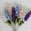 IPOPU 8PCS White Snapdragon Artificial Flowers Delphinium Artificial Silk Flowers Long Stem Hyacinth Fake Flowers for Wedding Home Outdoor Party Floral Arrangement Centerpiece Table Decoration (White)