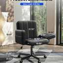 HUANUO Criss Cross Chair with 6-Point Adjustable Armrests, Pet-Friendly Criss Cross Office Chair, Comfortable Cross Leg Chair with Wide Seat, Durable PU Leather, Side Storage Pocket, Easy Assembly, 25.53 inches