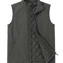 ASPO Men's Windproof Warm Golf Vest Outerwear with 6 Pockets Waterproof Winter Softshell Sleeveless Puffer Jacket for Hiking Dark Grey XL