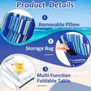 Beeveer 2 Pcs Beach Lounge Chair for Adult with 2 Pack Folding Tables Portable Adjustable Lightweight Reclining Lounge Beach Chair for Lawn Patio Sunbathing Tanning Picnic BBQ Camping