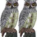 Galashield Owl Decoy | Plastic Owls to Scare Birds Away | Owl Statue for Garden & Outdoors 16.5" Tall [Pack of 2]