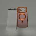 Meifigno for iPhone 17 Pro Max Case with 2X Privacy Screen Protectors(6.9''), [Glitter Card & Wrist Strap] [Compatible with MagSafe] Surround Raised Lens Protection for 17 ProMax Case Women, Orange