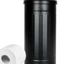Autumn Alley Black Toilet Paper Holder Canister with Lid  Rustproof Free-Standing Farmhouse Metal Covered Toilet Paper Holder for Mega Rolls, Rustic Enclosed Toilet Paper Storage Stand