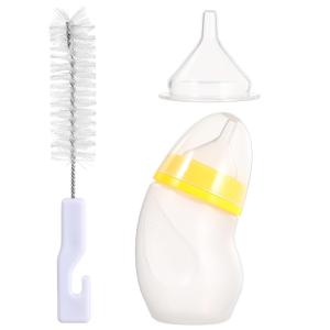 ULTECHNOVO Puppy Bottle 180Ml Curved Neck Pet Feeding Bottle with Non-Slip Design Cleaning Brush Replacement for Newborn Puppies Kittens Cats