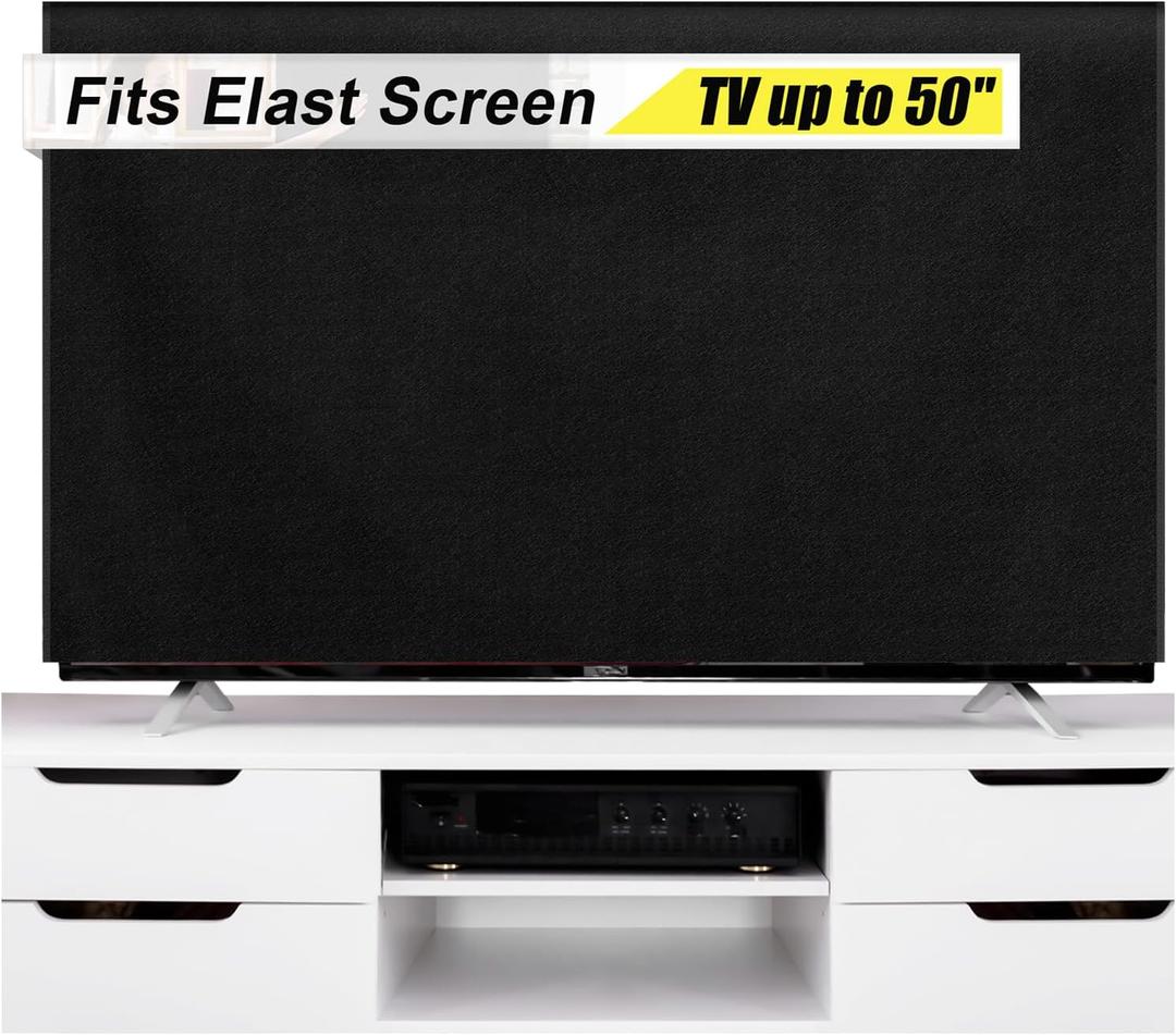 Fanfanwin 53''W x 30''H Textile Anti-scratch TV Cover for Moving Fits TV Screens up to 48"-50" Heavy Duty Tear resistance Flat Screen Protection During House Moving, Storing, or Home Renovation (Black)
