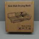 romision Expandable Dish Drying Rack Over The Sink Small Metal Stainless Steel Plate Holder for Compact Kitchen, Space Saving Modern Silver Hanging Drainer