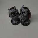 Hausse 2 Pack Fake Owl Decoys to Scare Birds Away, Rotating Head Plastic Owl Bird Deterrents, 10.6 Inch Height Bird Scarecrow Nature Enemy Horned Pest Repellent for Outdoor Garden Yard (Black)