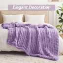 Negwoo Chunky Knit Throw Blanket, 30''*40'' Knitted Throw Chenille Yarn for Bed Couch, Handmade Light Purple Crochet Big Thick Blanket, Machine Washable Cute Comfy Blanket for Home Decor