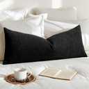 OTOSTAR Set of 1 Textured Boucle Long Lumbar Throw Pillow Cover Rectangle Pillow Case Cozy Soft Decorative Couch Cushion Case for Chair Sofa Bedroom Living Room Home Decor 14x36 Inch, Black