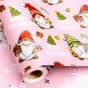 Retrify Christmas Wrapping Paper - 17 Inch x 32.8 Feet Mini Roll - Cute Red Green Gnome Snowflake Foil Girly Pink Gift Wrap Paper for Holiday Shower Party Celebration