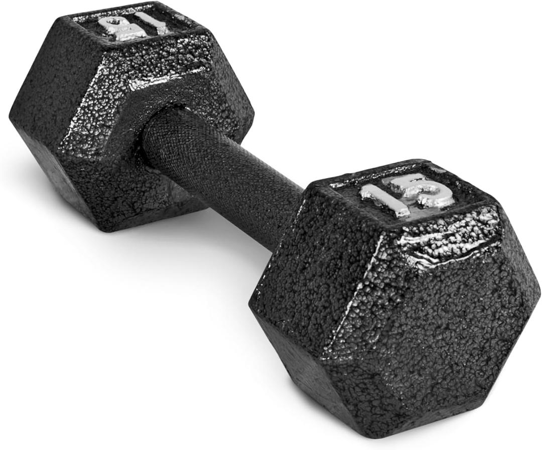 CAP Barbell Cast Iron Hex Dumbbell | Multiple Options (15 lb, Black, Single)