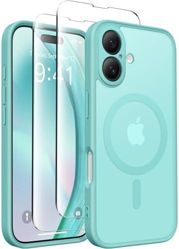 CAPRARO Magnetic Compatible with iPhone 16 Case, Upgraded [Full Camera Protection] [Compatible with MagSafe] Protective Translucent Matte Women Girl Phone Case Cover, Smoky Blue