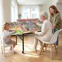 Puzzle Table with Drawers, No Assembly Required Adjustable Height & Tilting Solid Wood Puzzle Board with Wheels, Folding Ergonomic Puzzle Table with Cover for Adults, Extra Large