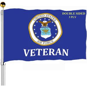 Air Force Emblem Veteran Flags 3x5 Outdoor Double Sided- Military Flag 3 Ply Heavy Duty with 2 Brass Grommets for Outside Oudoor