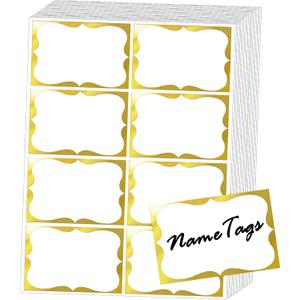 Gold Foil Name Tags Stickers, 3.5" x 2.25" Adhesive Sticky Name Tags Gift Labels for Class Union, Conference, Family Gatherings, 200PC (Gold)