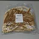 24 Pcs Velvet Bows for Christmas Tree and 12 Feet Wooden Beads Ornaments, 5x7 Inch Vintage Christmas Velvet Ribbon Bows for Xmas Garland Wreath Gift Wrapping Holiday Home Party Decorations (Khaki)