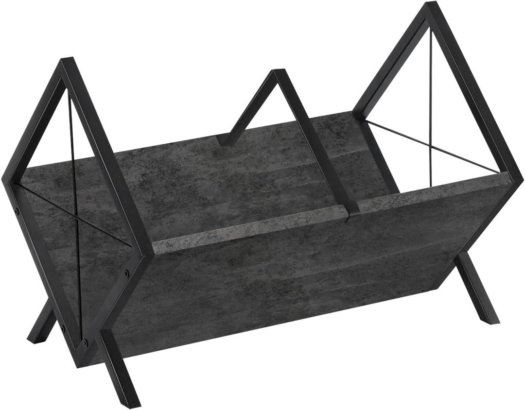 YINMIT Vinyl Record Holder, 80-100 LP Vinyl Record Storage Rack, Quick Assembly Vinyl Record Display, Retro Style Organizer for Magazine, Book, Files, Albums (Grey, 1 Tier)