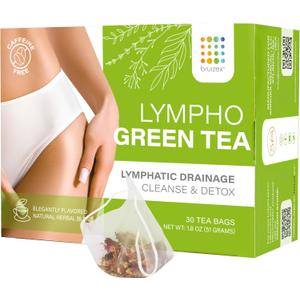 Bruizex Lymphatic Green Tea, Lymphatic Drainage Cleanse & Detox, Natural Herbal Blend for Lymphatic System Health, Post Surgery Recovery Liposuction, BBL, Tummy Tuck, Lipedema & Lymphedema, 30-Pack (EXP 03/19/27)