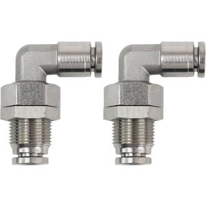2Pcs 304 Stainless Steel Bulkhead Elbow 1/4" x 1/4" Tube OD Push to Connect Tube Fitting, PLM-1/4 Bulkhead 90 Degree Elbow Pneumatic Quick Connect Air Fitting