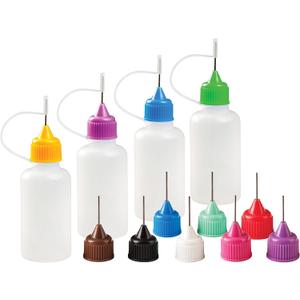 Free Hand Precision Applicator Bottle 1 Oz. 4 Needle Tip Squeeze Bottles and 12 Tips for Acrylic Painting, DIY Quilling and Paper Craft