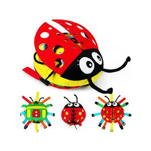 Buckle Pillow Ladybug Sensory Fine Motor Development Toy Activity Plushie - OT Therapy Tool Threading Counting Latches Zipper Skills